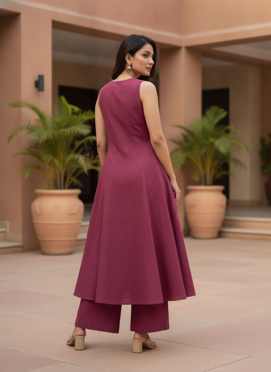 Women Pink Solid Sleeveless Top & Trousers Co-ords Set